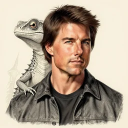 portrait of a reptile creature who looks like tom cruise, by ralph horsley, rossdraws, ilvya kuvshinov, elegant, intricate, highly detailed illustration, pixar, maya, engine, artstation