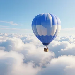 a beautiful 3 d render of a hot air balloon flying through puffy white clouds, epic composition, rendered in arnold, by thomas kinkade, raphael lacoste, makoto shinkai, expansive view, rule of thirds golden ratio clean, light effect, 8 k, maya renderer, unreal engine