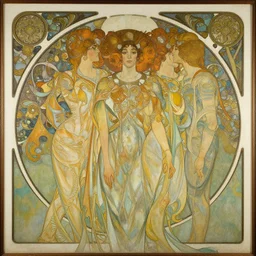 an art nouveau painting in the style of donato giancola, and in the style of charlie bowater, and in the style of luis royo. symmetry, smooth, sharp focus, semi - realism, intricate detail.