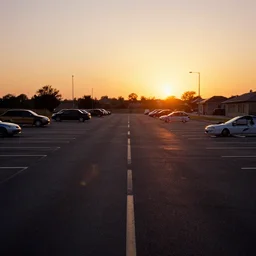endless parking, sun set, 2000s photo