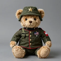 a realistic photo shoot of a teddy bear marine soldier 4 k