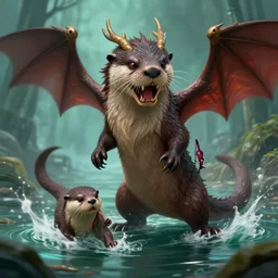 river otter dragon, fantasy art, boss fight, scary, trending on artstation, digital art, chinese water dragon otter