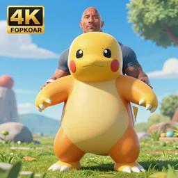 Dwayne Johnson playing as Geodude in the real-life adoptation of Pokemon, 4K detailed photograph