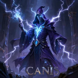 arcanis the omnipotent, glowing hooded wizard, lightning, mtg art, justin sweet