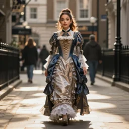 Ariana Grande Victorian Era clothing, walking through the streets of London