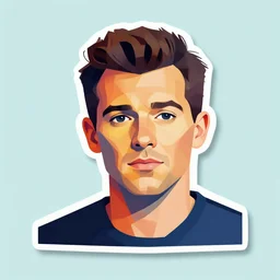 cubist portrait of rick astley cutout digital illustration cartoon colorful beeple vector art