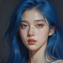 girl in blue hair, closeup face portrait. digital painting, by valerian city of a thousand planets, by ruan jin #, by mandy jurgens #, by artgerm #, william - adolphe bouguerea #
