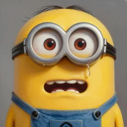 an epic painting minion, crying with red eyes and a lot of tears, oil on canvas, perfect composition, golden ratio, beautiful detailed, photorealistic, digital painting, concept art, smooth, sharp focus, illustration, artstation trending, octane render, unreal engine