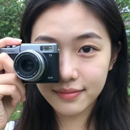 cameraphone photo, 2007, photo of a 21-year-old Canadian woman in her yard, amateur photo, detailed face