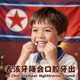 a North Korean propaganda poster for teaching kids to take care of their oral health