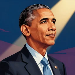 Obama, graphic illustration by Jamie Hewlett, bold colors