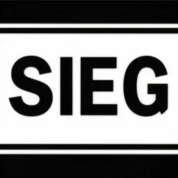 a beautiful looking banner for sieg with black bars on top and bottom