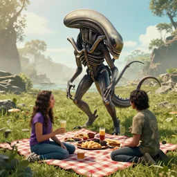 xenomorph picnic, realistic, by peter jackson