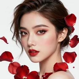 studio portrait absurdly beautiful, elegant, graceful, young hypercolorful contrast latina gravure idol rubies and red petals, ultrafine hyperrealistic detailed face illustration by kim jung gi, irakli nadar, intricate linework, sharp focus, bright colors, matte, octopath traveler, final fantasy, unreal engine highly rendered, global illumination, radiant light, intricate environment