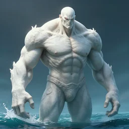 cthulhu humanoid giant, pale white skin. broad shoulders. strong torso. abs, digital art, ocean, trending on artstation, rendered by octane, 4 k wallpaper, look at all that detail, amazing!