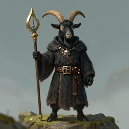 an anthropomorphic black goat wizard in skyrim - n 9