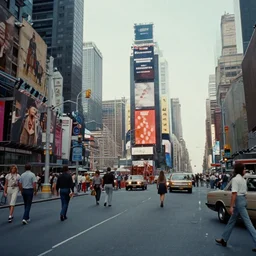 A film still from a 1970s movie, new york city, times square, Realism, 4k, 8mm, Grainy, Panavision