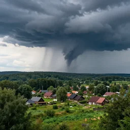 tornado in forest vilage by Michal Karcz