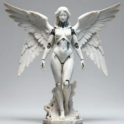 smile, a statue made of white marble covered in blood, of an gorgeous futuristic cybernetic angel girl, prostheses, transhumanism, full body shot, perfect symmetrical body, perfect symmetrical face, hyper realistic, hyper detailed, by johannen voss, by peter kemp, by monia merlo, by michelangelo, octane render, blender, 8 k