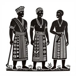 monarchy as thieves, african lino cut, high contrast