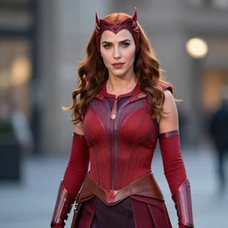 portrait cosplay Gal Gadot as Scarlet Witch, photography 4k, ultra wide, f1.8 anamorphic, bokeh, 4k,