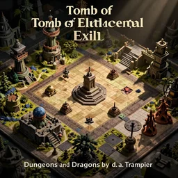 tomb of elemental evil, isometric view, tileset, dungeons and dragons art by d. a. trampier, d & d tabletop miniature