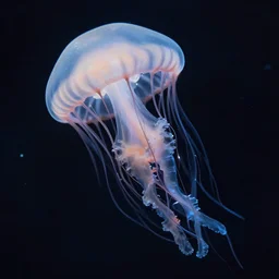 a nebula of jellyfishes with barbed wire tentacles