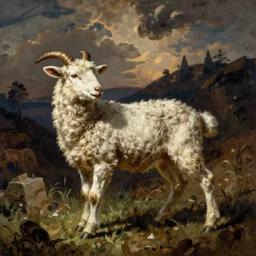 sacrificial lamb in the style of Gustave Dore