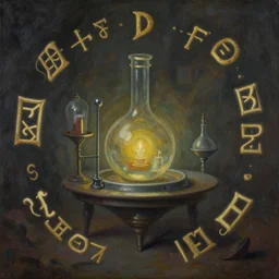 occult laboratory detailed, painting, 4 k, floating runes