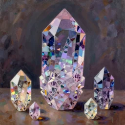 crystal still life anime, intricate oil painting by greg rutkowski, trending on artstation