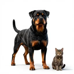 ugly hybrid of a rottweiler and a cat, David S. Goyer and Allan Heinberg, full body, Vibrant, Stunning, volumetric lighting, sharp focus, ultra-detailed, white background,  photorealistic, complex, intricate, 3-point perspective, hyper detailed, unreal engine 5, IMAX quality, cinematic, finely detailed, small details, extra detail, symmetrical, high resolution, 3D, PBR, path tracing, octane render, arnold render, 8k, award-winning, awe-inspiring, ground-breaking, masterpiece , artgem