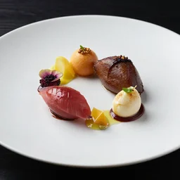 extremely delicious looking meal,, unique way of serving, very expensive top quality product, michelin star, most perfect desert on the world, small manufacture, unique style, 8 k, product photography, professional studio photography