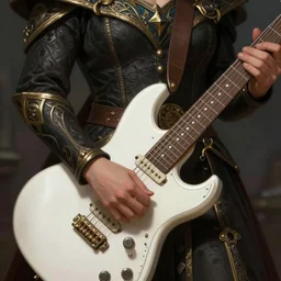 smooth mcgroove in arcane tv series, holding a white randy rhoads guitar rr 1, deep focus, d & d, fantasy, intricate, elegant, highly detailed, digital painting, artstation, concept art, matte, sharp focus, illustration, hearthstone, art by artgerm and greg rutkowski and alphonse mucha