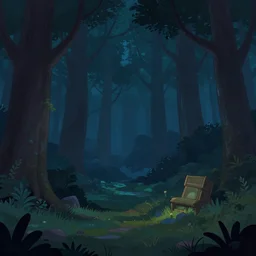 the night forest environment. trending on artstation. game concept art. cartoon style. in the style of sylvain sarrailh