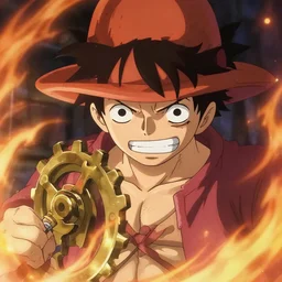 one piece animation key shot, Luffy's Gear 5 Awakening, close up shot, studio Ghibli, Pixar and Disney animation, sharp, Rendered Unreal Engine 5, film key art, Greg Rutkowski, Bloom, dramatic lighting