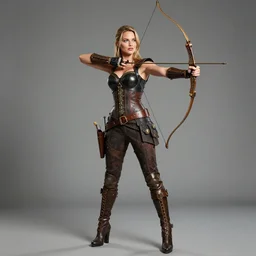 full body photo of kate upton as a steampunk archer, highly detailed, 4k