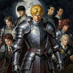 portrait dark moon with guts manga berserk warrior with medieval armor griffith painting by gaston bussiere, greg rutkowski, yoji shinkawa, yoshitaka amano, tsutomu nihei, donato giancola, tim hildebrandt, oil on canvas, trending on artstation, featured on pixiv, cinematic composition, extreme detail