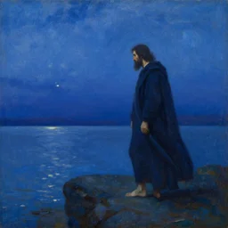 thus spoke zarathustra, before dawn, oil painting, abbott handerson thayer, blue palette