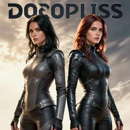 comic book cover of female adult twins in the apocalypse.