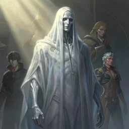 an comic book style portrait painting of a ghost, tall, silver skin, illustration, cinematic lighting, 8 k, d & d, frostbite 3 engine, cryengine, dof, artstation, intricate, digital art, crepuscular ray, art by tsuyoshi nagano, greg rutkowski, artgerm, alphonse mucha