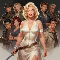 Marilyn Monroe  in a  blade and soul  spinoff artbook  rendered by the artist Taran Fiddler,  Joe Madureira,Nadezhda Tikhomirova, Jiyun Chae,   Lê Long, trending on Artstation by Hyung tae Kim, artbook, Stanley Artgerm Lau, WLOP, Rossdraws , James Gurney