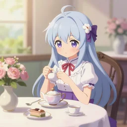 Cute Harpy Girl by Pixiv ArtStation, anime scenery, romanticism tea party