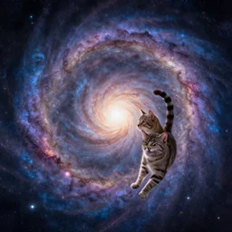 a cat falling into a fractal spiral galaxy ✨