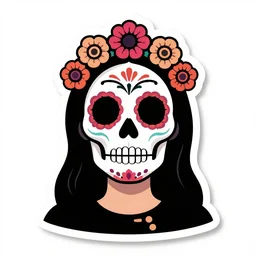 mexican day of the dead face, sticker style art, white background, trending on artstation, greg rutkowski, john singer sargent, crop top, intricate