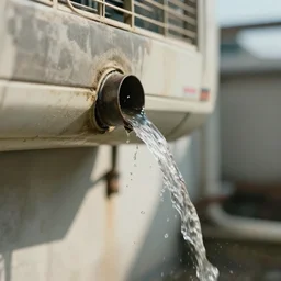 water flows from a dirty air conditioner,, faded, depth of field, sunny, ultra realistic, very detailed, 8 k hyper realistic detailed cinematic still by gerhard richter and adav kander, 2 5 mm