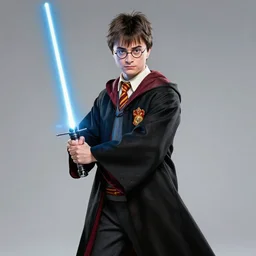 Harry Potter with a lightsaber