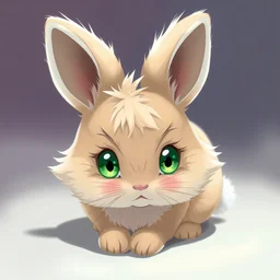 cute furry bunny, green eyes, light brown fur, light hair, anime, wlop