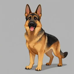 an anthropomorphic german shepherd, fursona!!! by don bluth, trending on artstation, full body