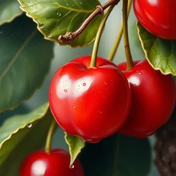 a realistic close - up cherries painting by aivazovsky, fine details