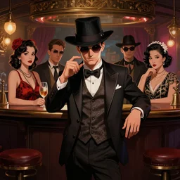 1 9 2 0's gangster with flapper in bar, artstation, fantasy